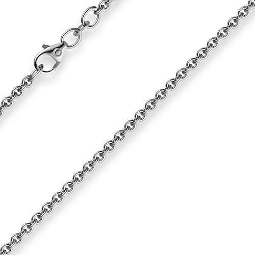 2,3mm Kette Collier Rundankerkette aus 750 Gold Weißgold massiv, 45cm