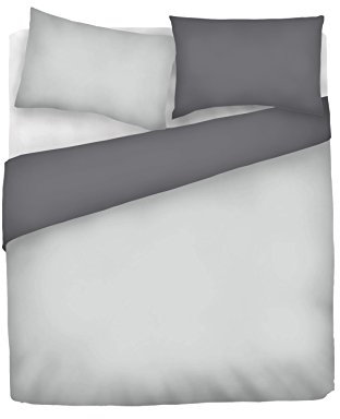 Italian Bed Linen Natural Color Doubleface Bettbezug, 100% Baumwolle, Öl grün/hell Grau, kleine Doppelte