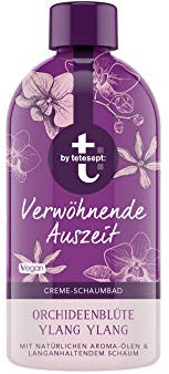 t: by tetesept Schaumbad Verwöhnende Auszeit – Badezusatz zur Entspannung - mit pinker Orchidee & Ylang Ylang – sanfte Pflege, mit natürlichen Aroma-Ölen und langanhaltendem Schaum – 2 x 420 ml