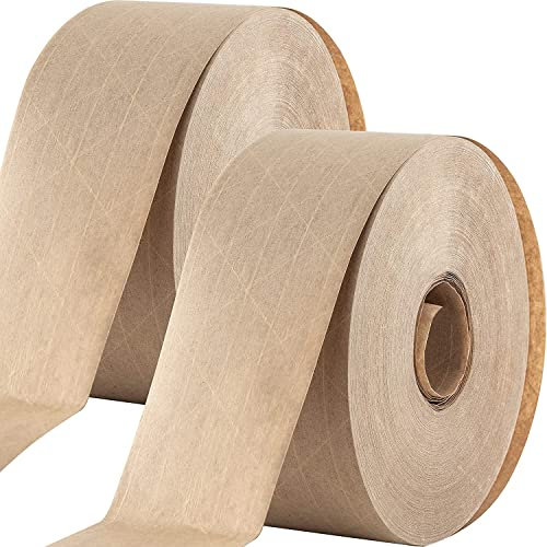 Nastro adesivo ultra resistente ad acqua per imballaggio sicuro da 2,75 pollici, nastro adesivo in gomma Kraft marrone da 450 Ft fornisce un adesivo resistente per imballaggio e spedizione.