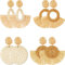 meekoo 4 Pairs Rattan Earrings for Women Beach Essentials Tassel Dangle Boho Straw Earrings, Rattan