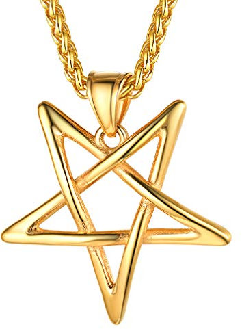 FaithHeart Gold Satan Upside Pentagramm Kette Herren Kette mit Pentagramm Anhänger für Valentinstag Geburtstag Weihnachten…