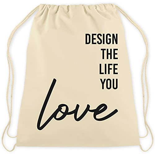 Papierdrachen Turnbeutel für Freizeit, Sport und Junggesellenabschied - Design the life you love - Canvas bedruckt mit Kordelzug - 37 x 40 cm - liebevolles Design