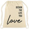 Papierdrachen Turnbeutel für Freizeit, Sport und Junggesellenabschied - Design the life you love - Canvas bedruckt mit Kordelzug - 37 x 40 cm - liebevolles Design