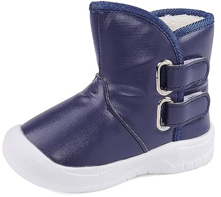 LACOFIA Stivali da Neve Invernali Bambino Scarpe Impermeabili Suola Antiscivolo in Gomma per Neonato Blu Marino 22/23