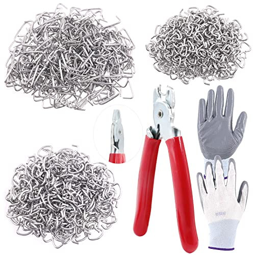 Swpeet Lot de 900 anneaux de porc galvanisés de 1,9 cm, 1,2 cm, 9,5 cm, avec assortiment de pinces à anneaux droits, kit d'installation professionnel d'anneaux de porc pour tissus d'ameublement