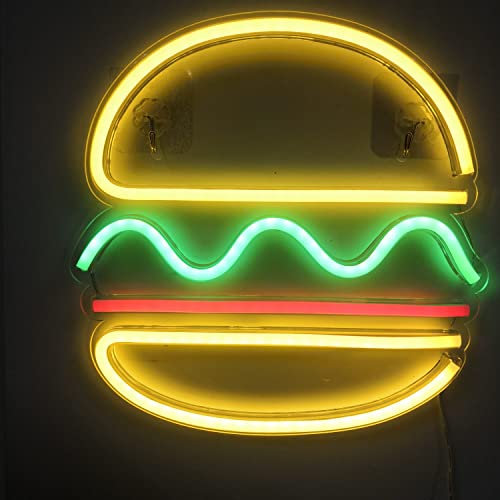 Burger Neonlicht LED Schild Beleuchtung Leuchtreklame Hamburger Reklame Licht, Kunst Neonlichter Bar Party Wand Dekoration Geburtstag Wohnzimmer Kindergeschenk dekorative Wandbeleuchtung Jugendzimmer