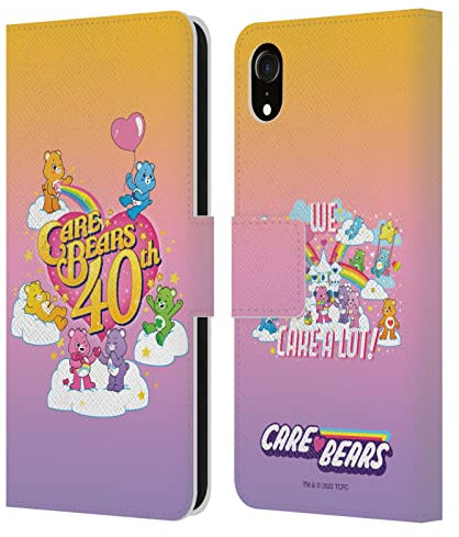 Head Case Designs Licenciado Oficialmente Care Bears Celebrar 40 Aniversario Carcasa de Cuero Tipo Libro Compatible con Apple iPhone XR