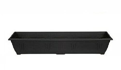 Optimal Products Plastic Window Planter Plant Pot Outdoor Garden Herb Flower Growbag Tray Broad Base Box Water Barrel (90 cm Black)