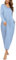 Sykooria Women's Long Nightgown Cotton Baggy Nightdress Plus Size Nightshirt Long Sleeve V Neck Sleep Dress Casual Sleepwear With Pockets(Light Blue,L)
