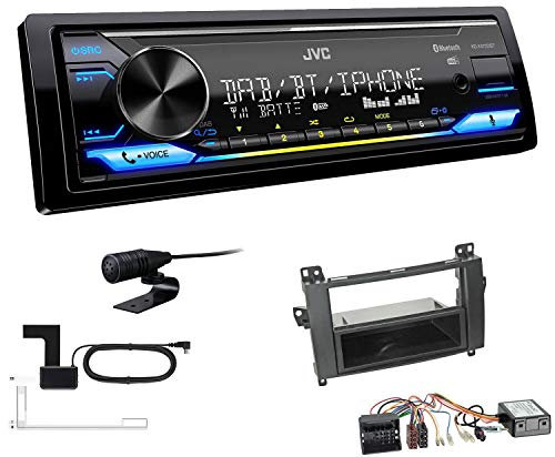 JVC KD-X472DBT 1-DIN Autoradio Bluetooth USB inkl DAB Antenne Einbauset passend für Mercedes-Benz Sprinter ab 2006 schwarz inkl Canbus