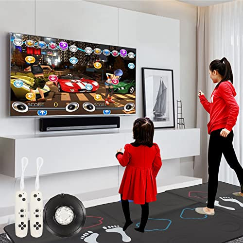 Tanzmatte für und Erwachsene, Drahtlose Musikalische Elektronische Tanzmatte mit AR-Kamera, 76+Lieder, 2 Bewegungssensor-Controller, HDMI-Schnittstelle für TV-PC