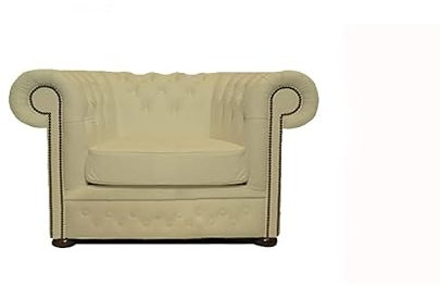 Chesterfield Sessel First Class Leder | 2 bis 4 Wochen Lieferzeit (Vanille)