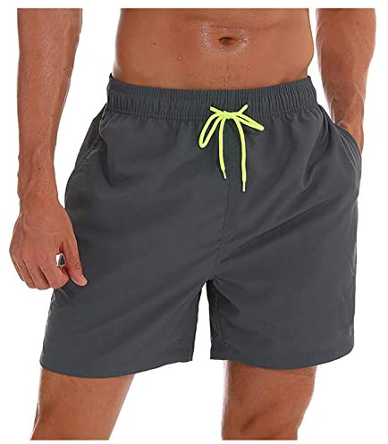 MOKBAY Slip De Bain Homme Slip Plage Piscine Long Short De Bain Homme Court Grande Taille Piscine Boxer De Bain Homme Caleçon Homme Sport Homme A-Gris 4XL 5191