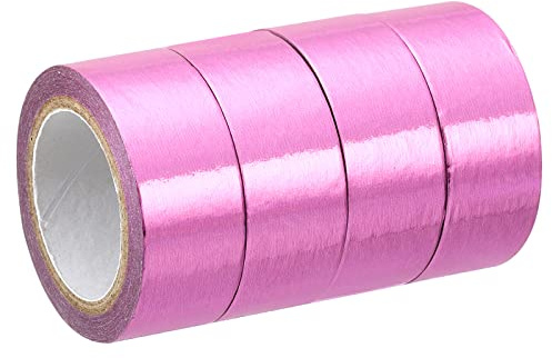 PATIKIL 4Pack Metallisches Washi Band 15mmx5m Spiegel Kunst Papier DIY Rosa | Bänder Washi Maskierung Selbstklebend Kunsthandwerk Verpackung Verzierung