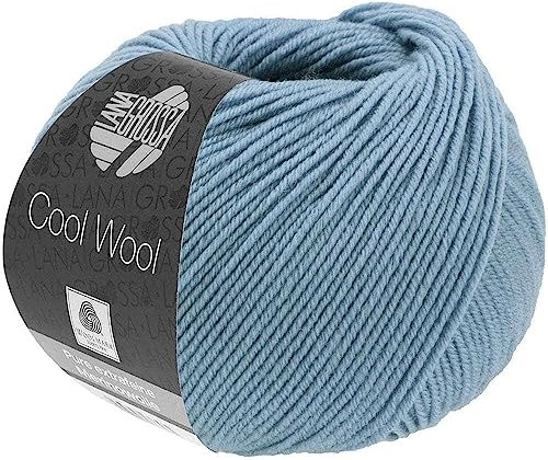LANA GROSSA Cool Wool Uni | Extrafeine Merinowolle waschmaschinenfest und filzfrei | Handstrickgarn aus 100% Schurwolle (Merino extrafein) | 50g Wolle zum Stricken & Häkeln | 160m Garn FB 2102