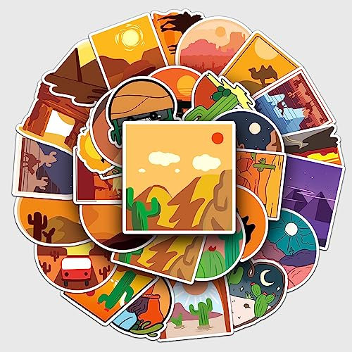 Bric Dodo 50 Stück Wüstenkaktus Aufkleber Auto Laptop Telefon Gitarre Skateboard Motorrad Fahrrad Desert Cactus Stickers Set Vinyl Wasserdicht Aesthetic Aufkleber für Jugendliche Kinder Erwachsene