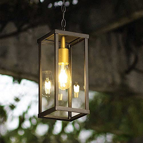 Rustikale Außen Pendelleuchte Metall IP23 Wasserdichter E27 Retro Deckenleuchte Aluminium Hängelampe Gartenlampe für Haus Balkon Terrasse Balkon Schlafzimmer Flur Pavillon Villa Veranda. (Groß)