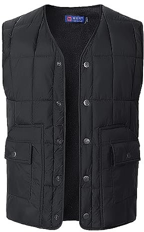 Btmpmcs Gilet In Pile da Uomo con Scollo a V Invernale Antivento Caldo Giacca Slim Fit Leggero Trapuntato Gilet Casual da Esterno Imbottito Giubbotto Senza Maniche Gilet con 4 Tasche