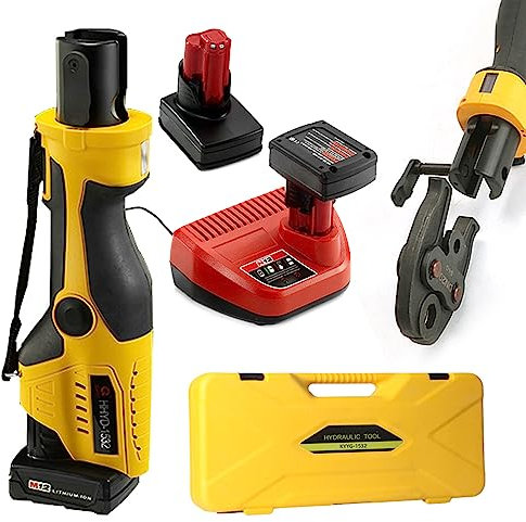 Kabellose Edelstahl-Presszange Mit 5 Stück Backen, Led-Leuchten/Manuelle Rückstelltaste/180° Drehbarer Arbeitskopf, Hydraulische Presszange Für Dn15/18/22/28/35 Edelstahlrohre