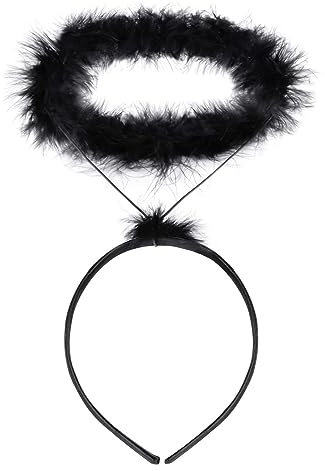 Serre-tête Ange Bandeau Halloween Noir Bandeau Halo D'ange Serre-tête Auréole Bandeaux pour cheveux Femmes et Hommes Costume Accessoires Halloween Carnaval Cosplay Fête à thème
