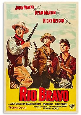 ELedvb Filmposter Rio Bravo 1959, dekoratives Gemälde, Leinwand-Wandposter und Kunstdruck, modernes Familienschlafzimmer-Dekor-Poster, 20 x 30 cm