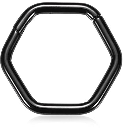 Septum Schmuck Septum Ringe Sechseck Septum Clicker Septum Nasenringe Schwarz Daith Conch Orbital Helix Piercing Schmuck Nasenringe Hoops Daith Knorpel Conch Helix Ohrringe Septum Piercing 16G 8mm