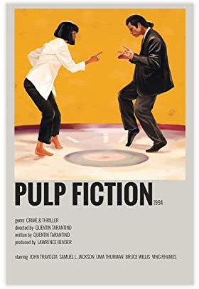 RIKCAT Filmposter Pulp Fiction auf Leinwand, Schlafzimmer, Dekoration, Sport, Landschaft, Büro, Raumdekoration, Geschenk, ungerahmt, 20 x 30 cm