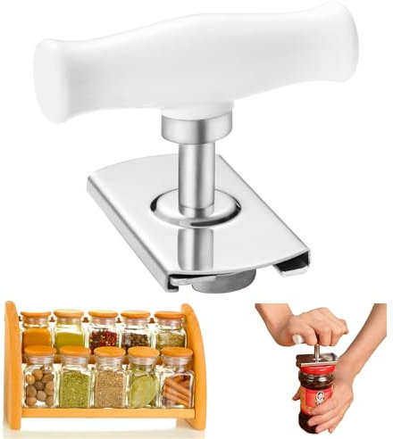 Manual Can Opener, Jar Opener for Arthritis Hands, Adjustable Diameter Jar Opener Stainless Steel Bottle Opener Anti Injury Lid Rotation Opener for Weak Hands Children Elderly Seniors