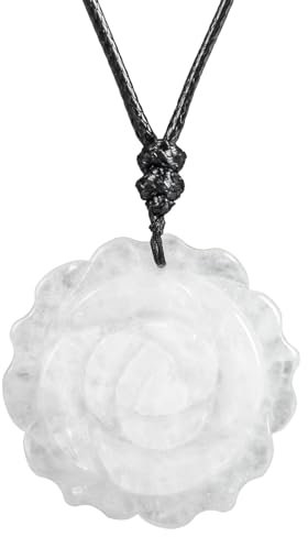 Lovionus89 handgefertigter Blumenheilungskristall-Rosenanhänger für Frauen, florales Design-Charm für den Valentinstag, Weiße Jade