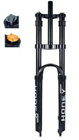 Fourche À Suspension de Vélo VTT 26 27,5 29 Pouces Alliage de Magnésium Double Épaule DH Descente VTT Vélo Fourche À Air Voyage 160mm (Couleur : Black, Size : 26 inch)