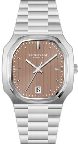 TACTO Specht&Sohne Klassische 38 mm Herrenuhren NH35 automatische mechanische Uhr für Herren, Edelstahl, Saphirglas, wasserdicht, braun, Klassisch