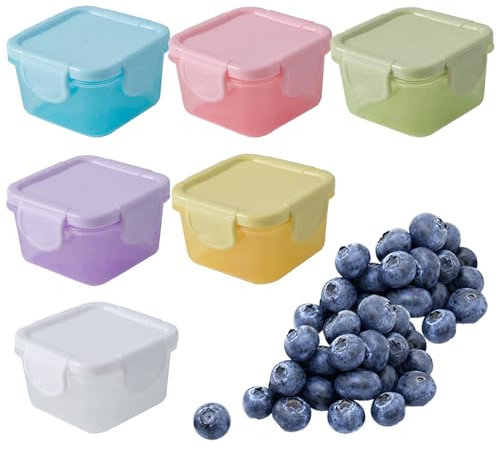milaosk 6 Pezzi Mini Contenitori per Alimenti,Contenitori Piccoli per Alimenti con Coperchio Ermetici Mini Contenitore per Congelatore Adatto per Salse,Marmellate e Snack