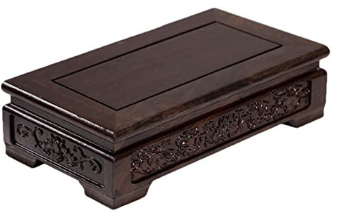 MaGiLL Support de pot de fleur Base de vase en bois Belle artisanat à la main Rectangle Ébène Oriental Fishbowl Vase Stand 2.3 pouces de haut Tabouret de plante