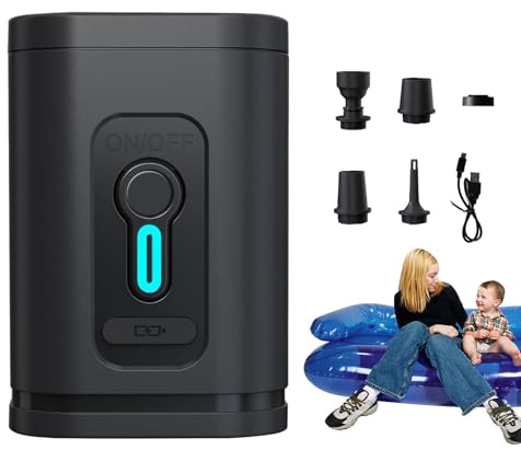 Generic Gonfleur numérique, pompe à air rechargeable à 5 buses, pompe d'aspiration d'air électrique avec câble de charge, compresseur d'air portable, sac de rangement, pompe à air d'aspiration d'air,