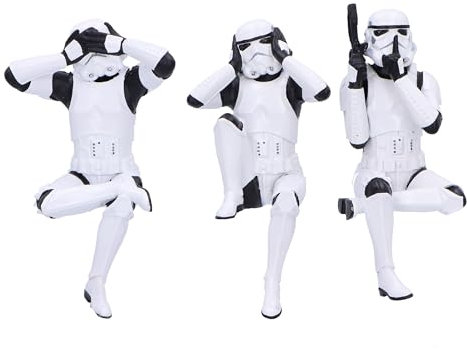 Nemesis Now Three Wise Sitting Stormtrooper Figurines 11cm, Resin, White, Official Original Stormtrooper, Three Wise Shelf Sitters, Sci-Fi Movie Collectible, Cast in The Finest Resin, Handbemalt