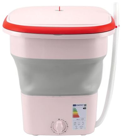Lavadora Portátil, Lavadora Plegable De Gran Capacidad De 12 L, Lavadora Portátil Totalmente Automática, Centrifugado Suave Y Escurridor para Ropa Interior, Ropa De (PINK)