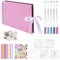ZWQLZG Album fotografico per album di ricordi, con 6 pennarelli metallici, per matrimoni e anniversari, accessori fai da te per album di ritagli con angoli adesivi per scrapbooking (rosa)