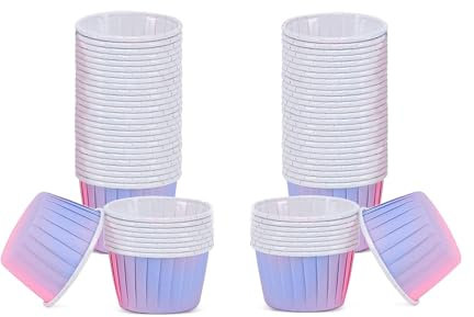 Muffinförmchen Papier, Cupcake Formen Papier, Antihaftbeschichtet Einweg-Backbecher für Muffinform Cupcake (rosa blau-100Pack)