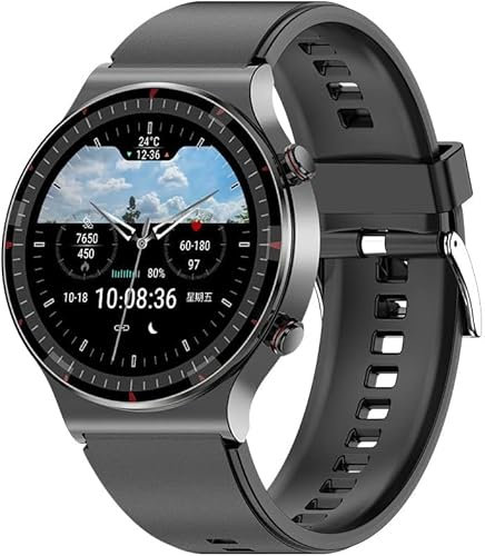 Smartwatch Gesundheitsuhr IP68 Wasserdicht Für Android Und IOS Smartwatch Mit Blutdruckmessung Blutsauerstoffmessung EKG Pulsmesser Vorhofflimmern Schrittzähler (schwarz)