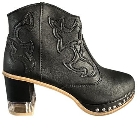 Generico Stivali da Donna Invernali con Tacco, Stivaletti Donna Invernali Comoda Eleganti, Stivaletti Casual Boots Corti Morbidi Stivali Chelsea Donna Classici Stivali Elasticizzati Donna Curvy