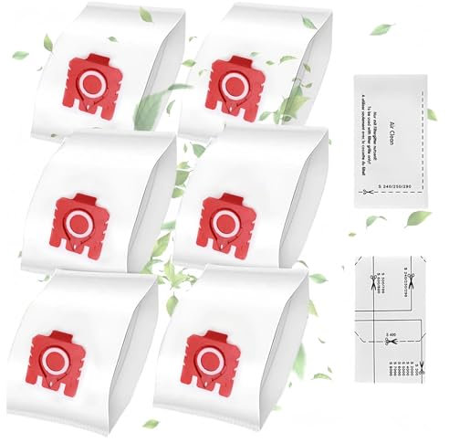 AIFIZO 6 Pack FJM/GN Vacuum Bags Compatible with Miele Vacuum Cleaner Series Compact C1/C2/C3/S2/S5/S8/,S800 and S600 Series, 3D Airclean Efficiency Cat and Dog Hoover Bags with 6 Filter