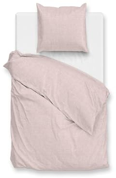 Zo!Home Flanell Bettwäsche 135x200 Flanella di Lino Shell Nude Uni Melange rosa