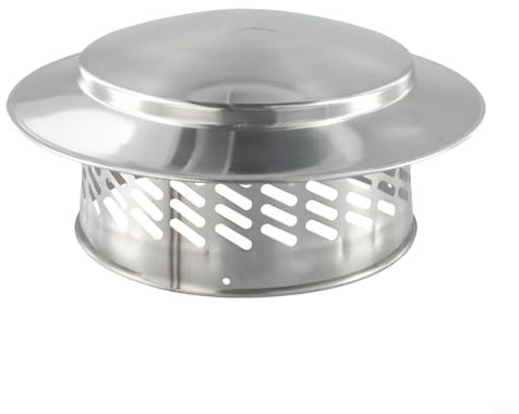 Stainless Steel Chimney Cap 80mm/110mm/160mm/200mm Flue Cowl Pipe Rain Cover Vent Cap Roof Pipes Exhaust Hood Protector Cap Chimney Cowl with Bird Guard(200mm(8inch))