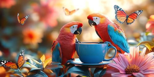 DIY Peinture par Numero adulte Perroquet Peinture Numéro Enfant Papillon Kits de Paint by Numbers pour la Décoration de la Maison, Livrée avec Peinture et Pinceau, Cadeau Femme 100x300cm (Sans Cadre)