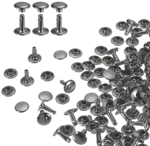 QUARKZMAN 100er Set Leder Nieten 9x10mm Runde Doppelkappe Tubular Metall Hohlnieten Spitznieten Zubehör Schraubnieten Rücknieten für Lochzange Gürtel Dekoration Kleidung Handwerk (Gunmetal)