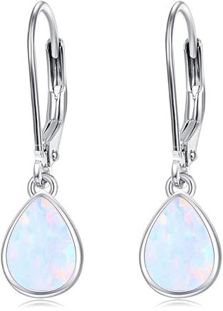 CUOKA MIRACLE Mädchen Creolen Weißer Opal Ohrringe 925 Sterling Silber Opal Klein Creolen für Damen Ohrringe Kreolen Neujahrs Geschenk