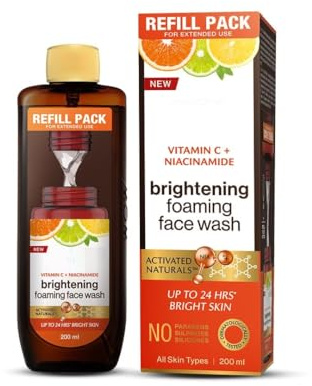 Brightening Vitamin C Foaming Face Wash Refill Pack | For Glowing & Bright Skin | Paraben & Sulphate Free | Face Wash for Women & Men | 200ml