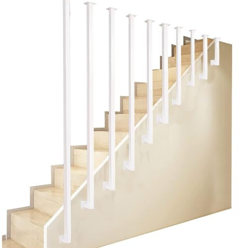 Juego de barandillas de escalera blancas – Pasamanos de esquina cuadrada para interior y exterior, agarre antideslizante para seguridad en el hogar, protector de escalera, tamaño: 100 cm, fácil