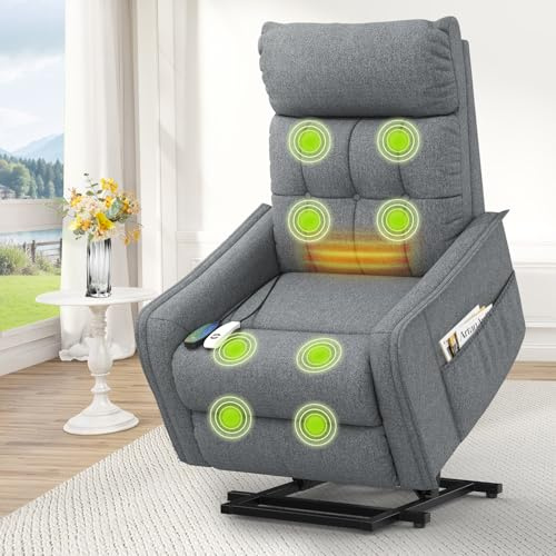 Srfzluxy Recliner Chair Lift Chair For the Elderly, Electric Rise and Recliner Armchair with Massage & Heat, Extended Footrest, Reclining Chair with 2 Remote Controls Living Room Lounge Chair